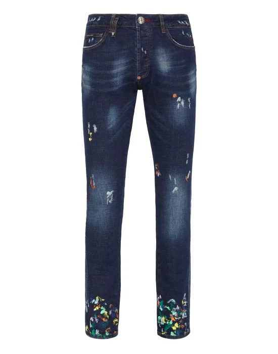 Denim Trousers Super Straight Cut Dripping