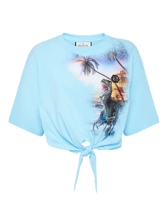 Cropped T-shirt Round Neck Hawaii