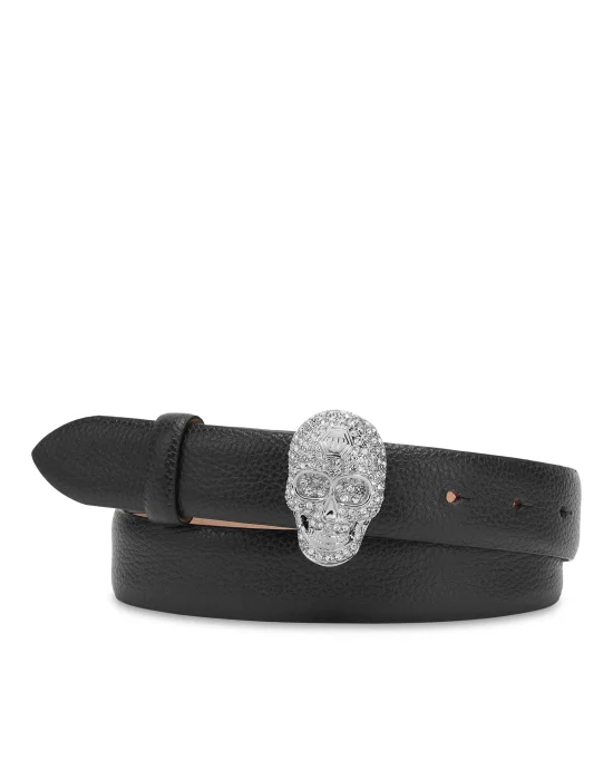 Leather Glitter Belt Skull