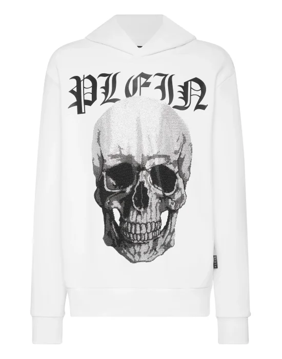 Hoodie Sweatshirt with Crystals Skull