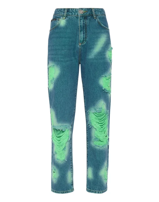 Denim Trousers Mom Fit Tie-Dye