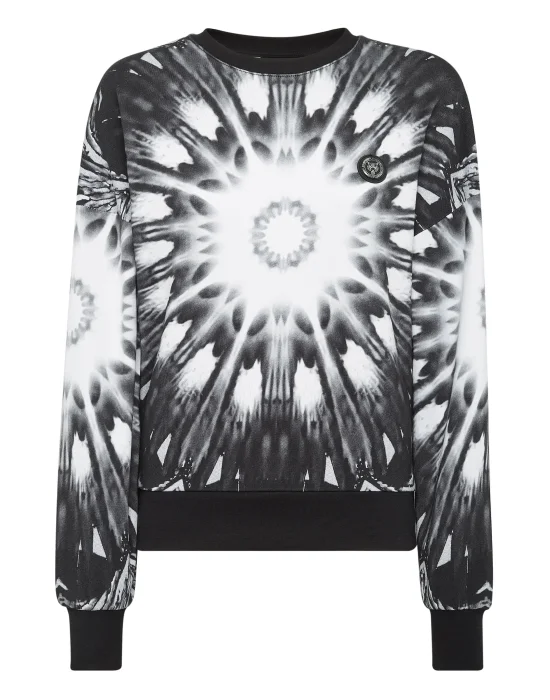 Cropped Roundneck Optical Flower