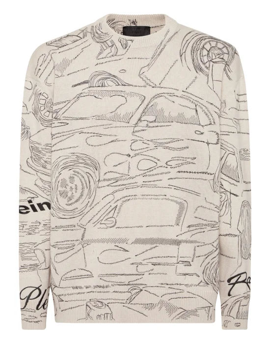 Knitted Pullover Round Neck LS Cars Racing