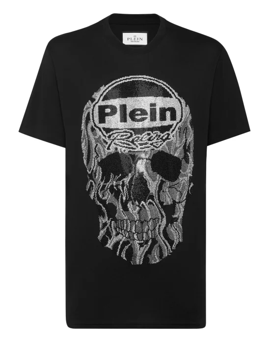 Jersey T-shirt Round Neck SS Strass Skull