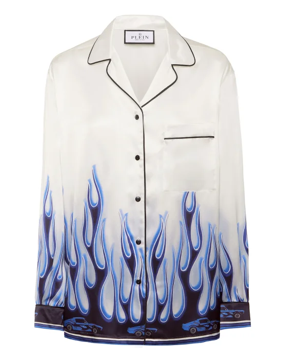 SATIN PIJAMA SHIRT LS FLAMES