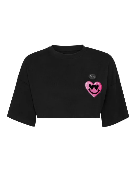 Jersey Cropped T-shirt Round Neck SS Patches