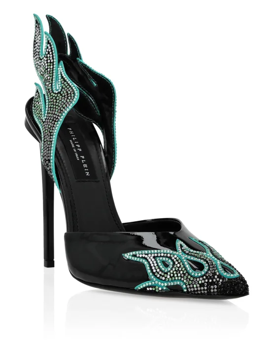 Leather Slingback High Heels 12 Flame