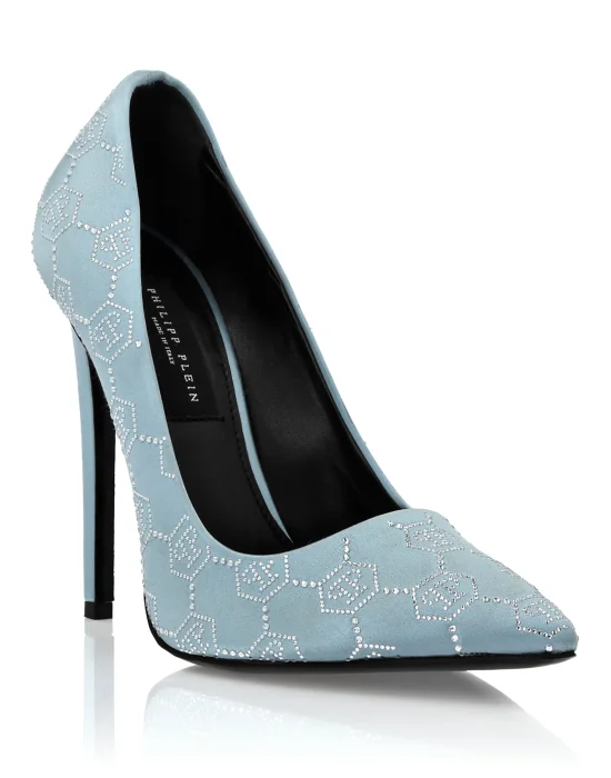 Satin Decollete Hi-Heels Monogram Strass