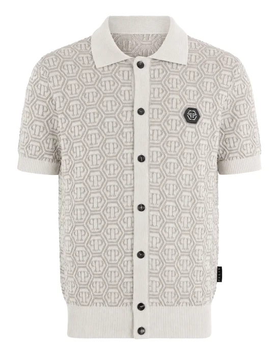Buttoned-Up Polo Shirt Jacquard Monogram