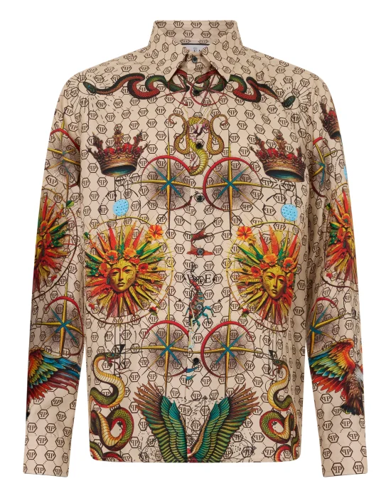 Silk Pajamas Shirt Monogram Tattoo