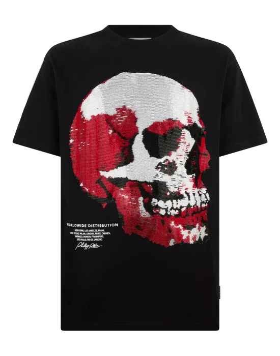 Round Neck T-Shirt Red Skull Skull