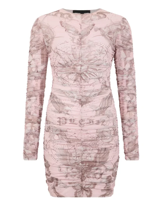Wrinkled Mini Dress Butterfly Tattoo