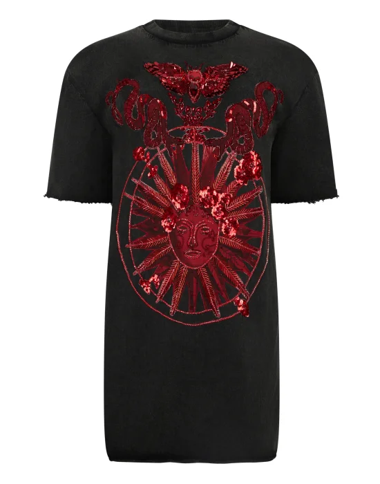 Open Back T-Shirt Dress Butterfly Tattoo