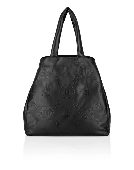 Leather Handle bag maxi Embossed Monogram