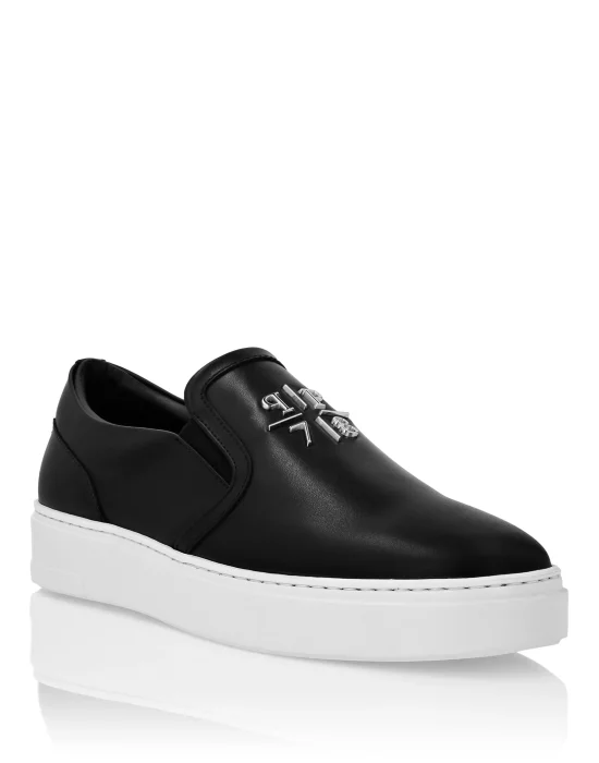 Nappa Leather Slip On Triangle Logo