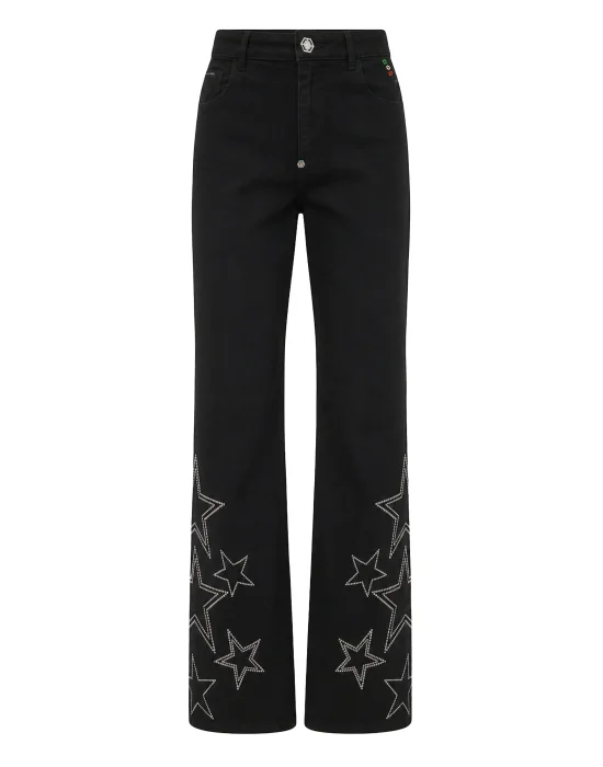 Straight Fit Jeans Star Studs And Strass