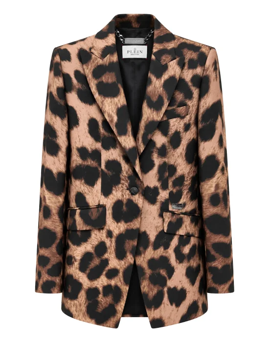 Leopard Blazer Single Breasted Fit
