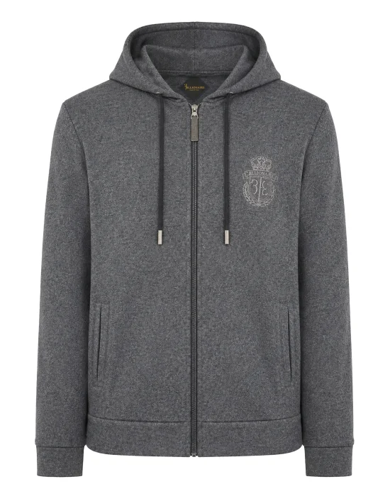 Cotton and Cashmere Hoodie Sweatjacket Crest