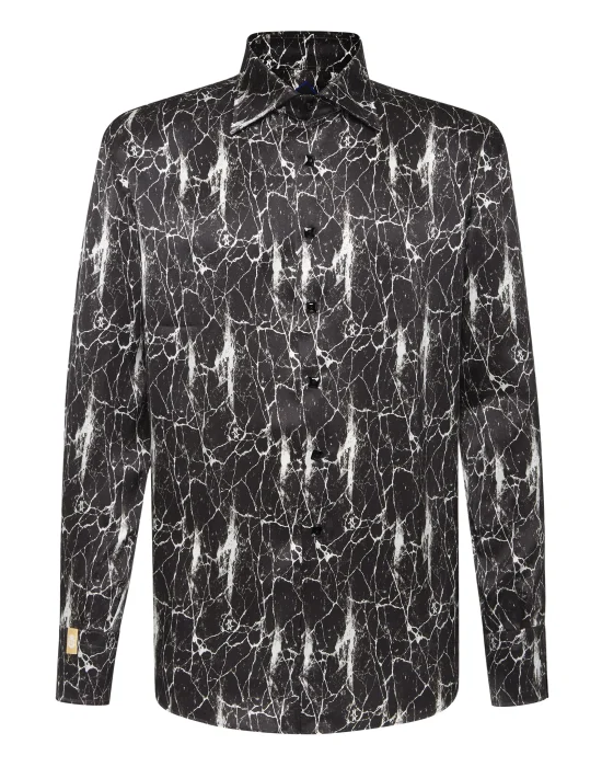 Silk Shirt Silver Cut LS/Flavio Marbled
