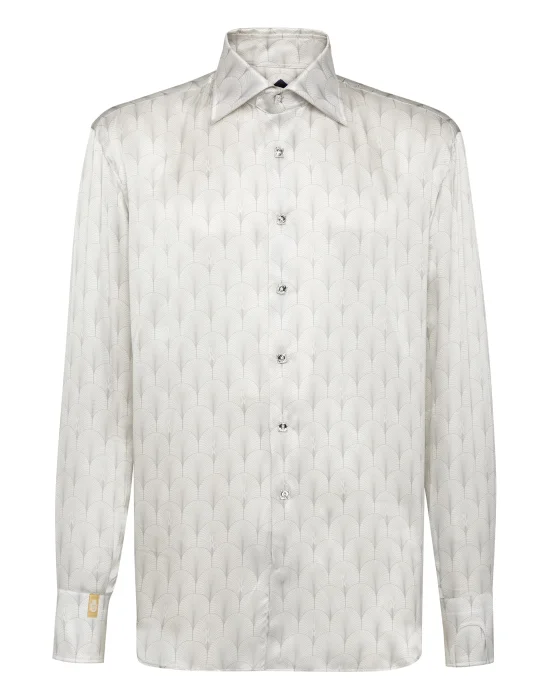 Silk Shirt Silver Cut LS/Flavio Geometric