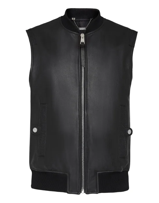 Leather Sleeveless Vest Lion