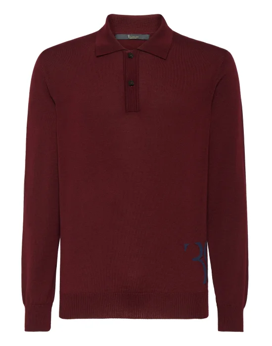 Wool and Silk Pullover Polo-Neck LS
