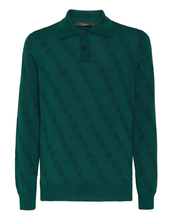 Wool and Silk Pullover Polo-Neck LS