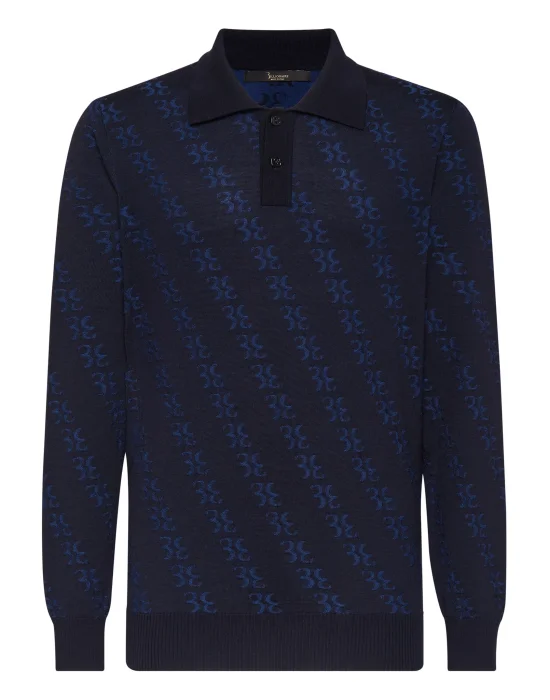 Wool and Silk Pullover Polo-Neck LS