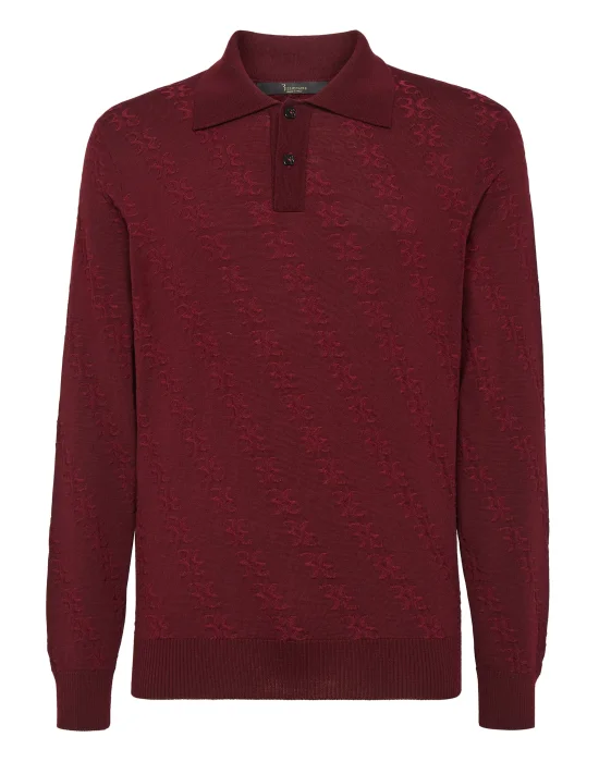 Wool and Silk Pullover Polo-Neck LS