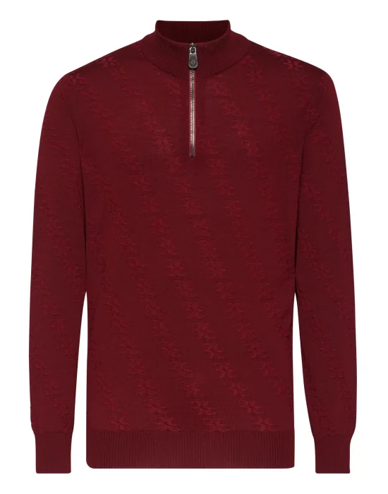 Wool and Silk Pullover zip mock