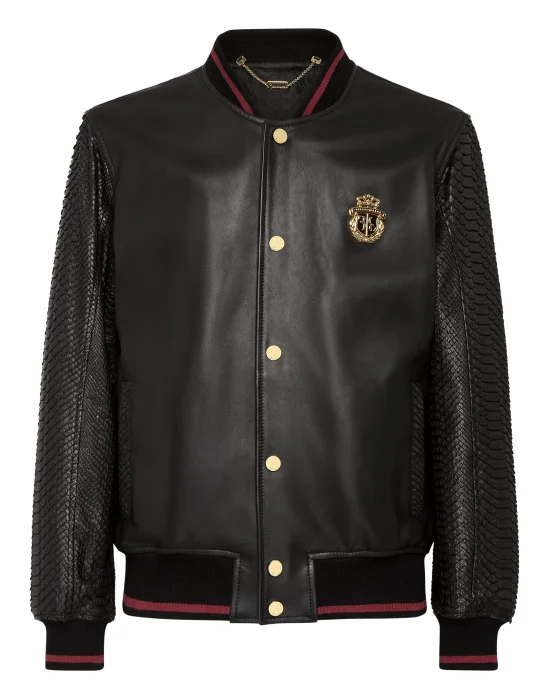 Python Leather Mix Bomber