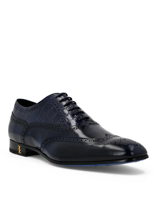 Leather and Croco Effect Derby