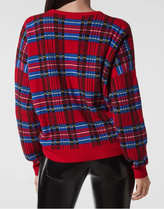 Pullover Round Neck LS Tartan