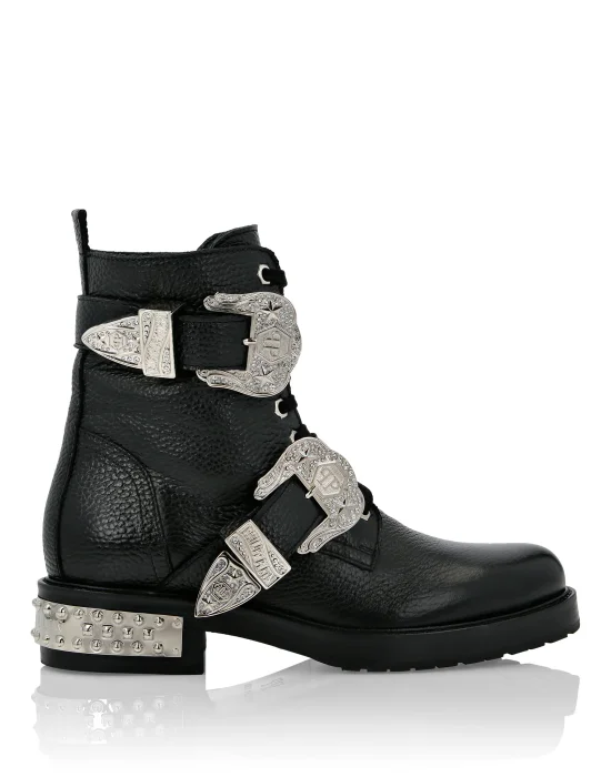 Leather Boots Low Flat Cowboy