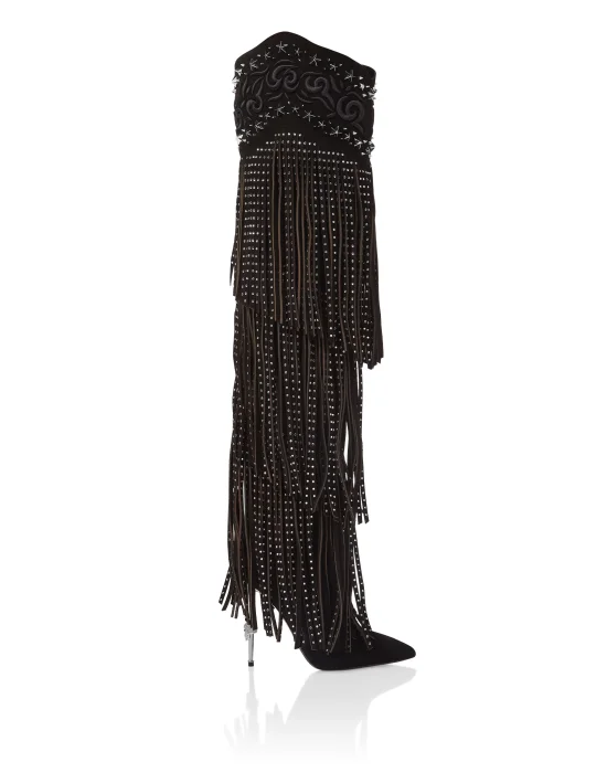 Boots High Heels High Fringe