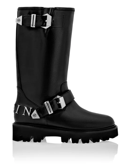 Leather Boots Mid Flat Istitutional