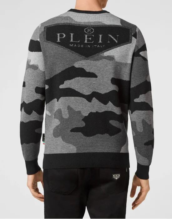 Merino wool Pullover Round Neck LS Camouflage