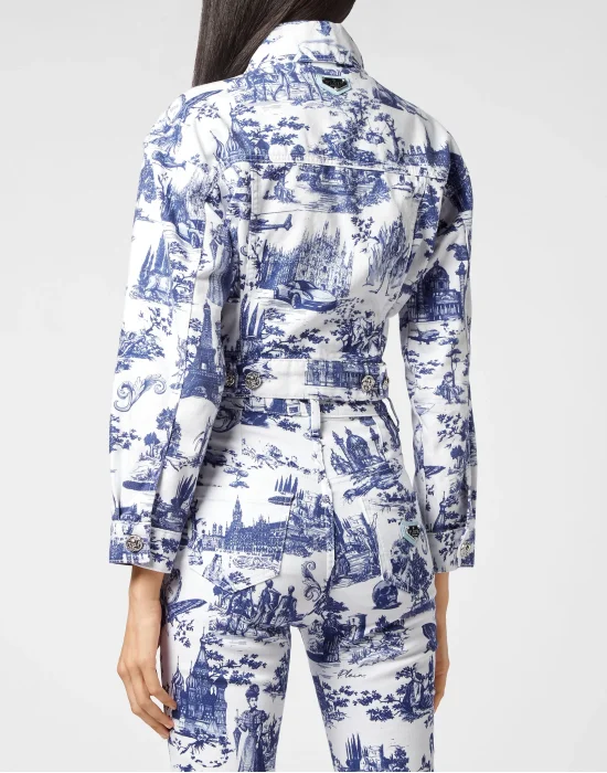 Denim Jacket Cropped Print En PLEIN air