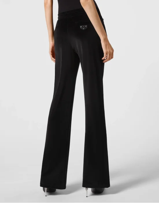 Velvet Jogging Trousers Crystal Chain