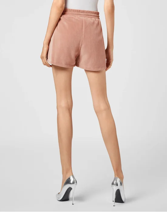 Velvet Jogging Shorts Crystal Chain