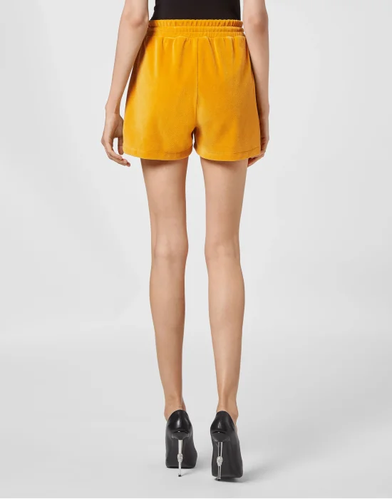 Velvet Jogging Shorts Crystal Chain