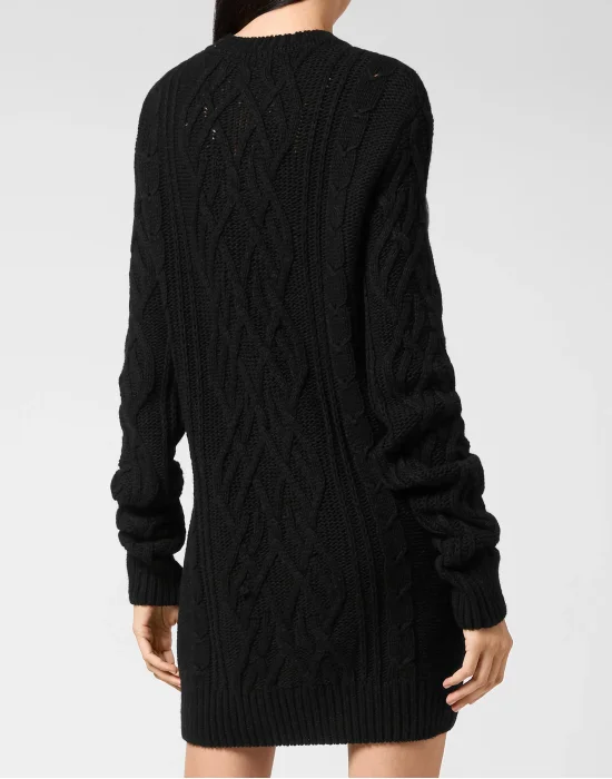 Cashmere 5 Pullover Round Neck LS Crystal Cable