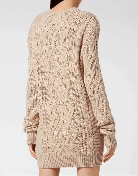 Cashmere 5 Pullover Round Neck LS Crystal Cable