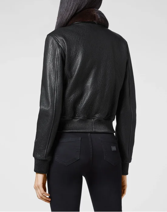 Leather Bomber with mink insert Luxury