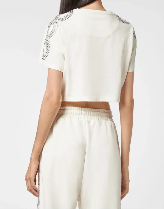 T-shirt Crop Round Neck SS Crystal Cable