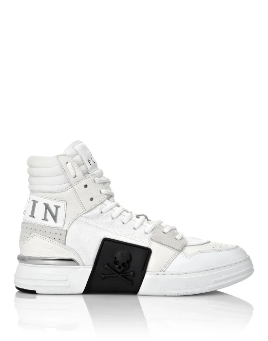 PHANTOM KICK$ Hi-Top Mixed Materials Skull