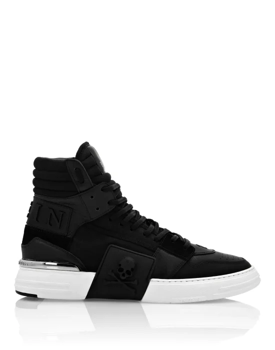 PHANTOM KICK$ Hi-Top Mixed Materials Skull