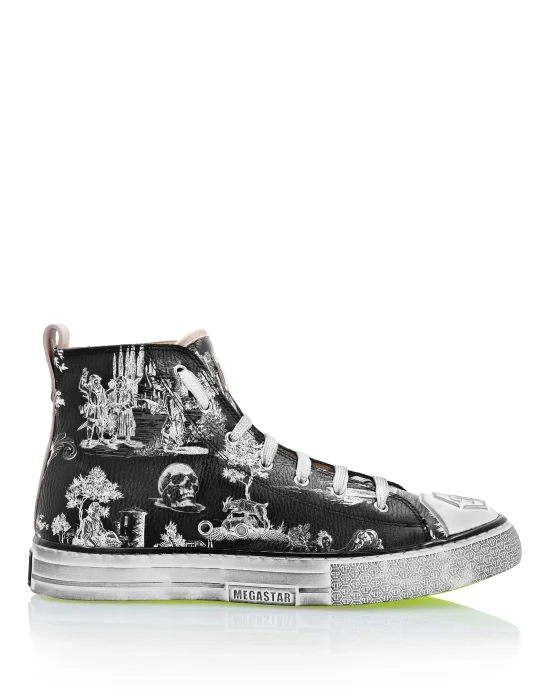 Vintage Leather Hi-Top Sneakers Megastar En PLEIN air