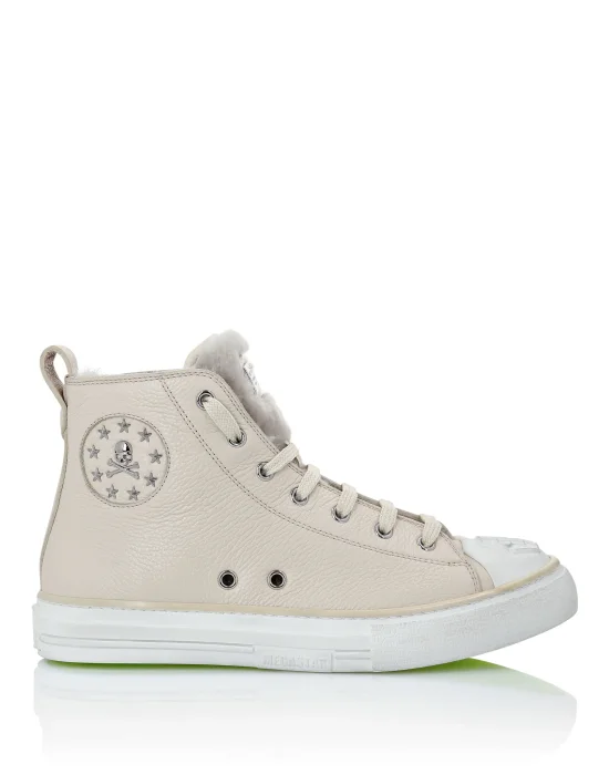 Leather Hi-Top Sneakers shearling lining Megastar
