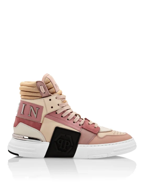 Leather Hi-Top Sneakers Mix Leather Hexagon